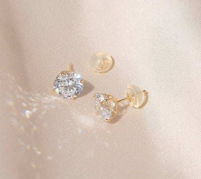 Solid Gold 3.00 cttw Round Solitaire Stud Earrings