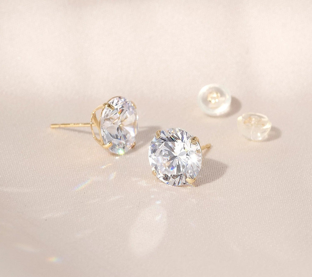 Solid Gold 6.0 cttw Round Solitaire Stud Earrings