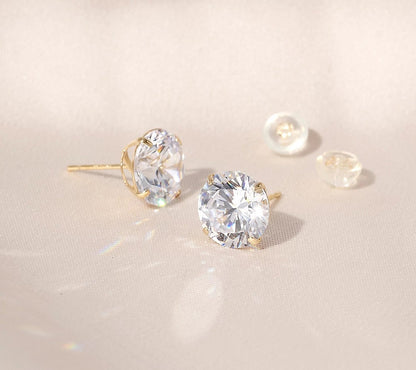 Solid Gold 6.0 cttw Round Solitaire Stud Earrings