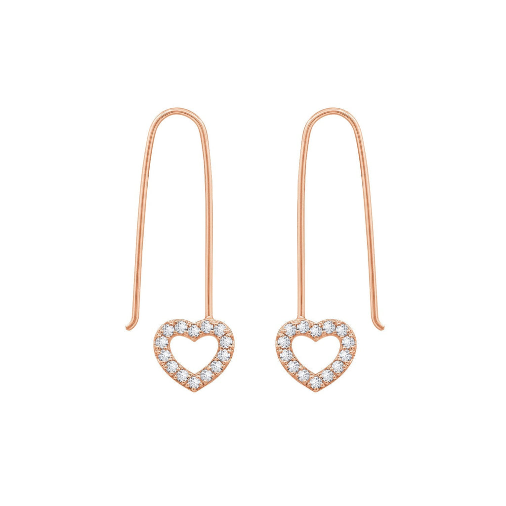 Pave Heart Dangle Oval Hoop Earrings JEE19894