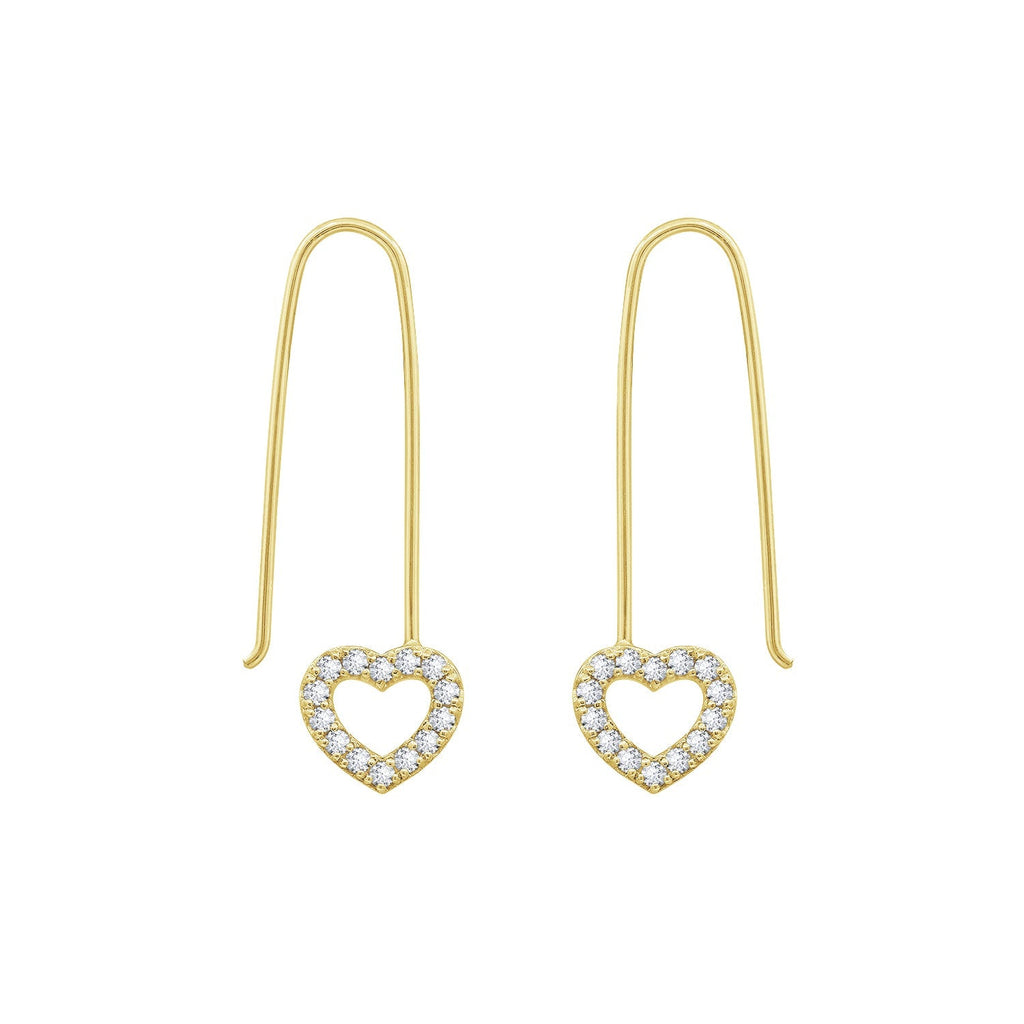Pave Heart Dangle Oval Hoop Earrings JEE19894