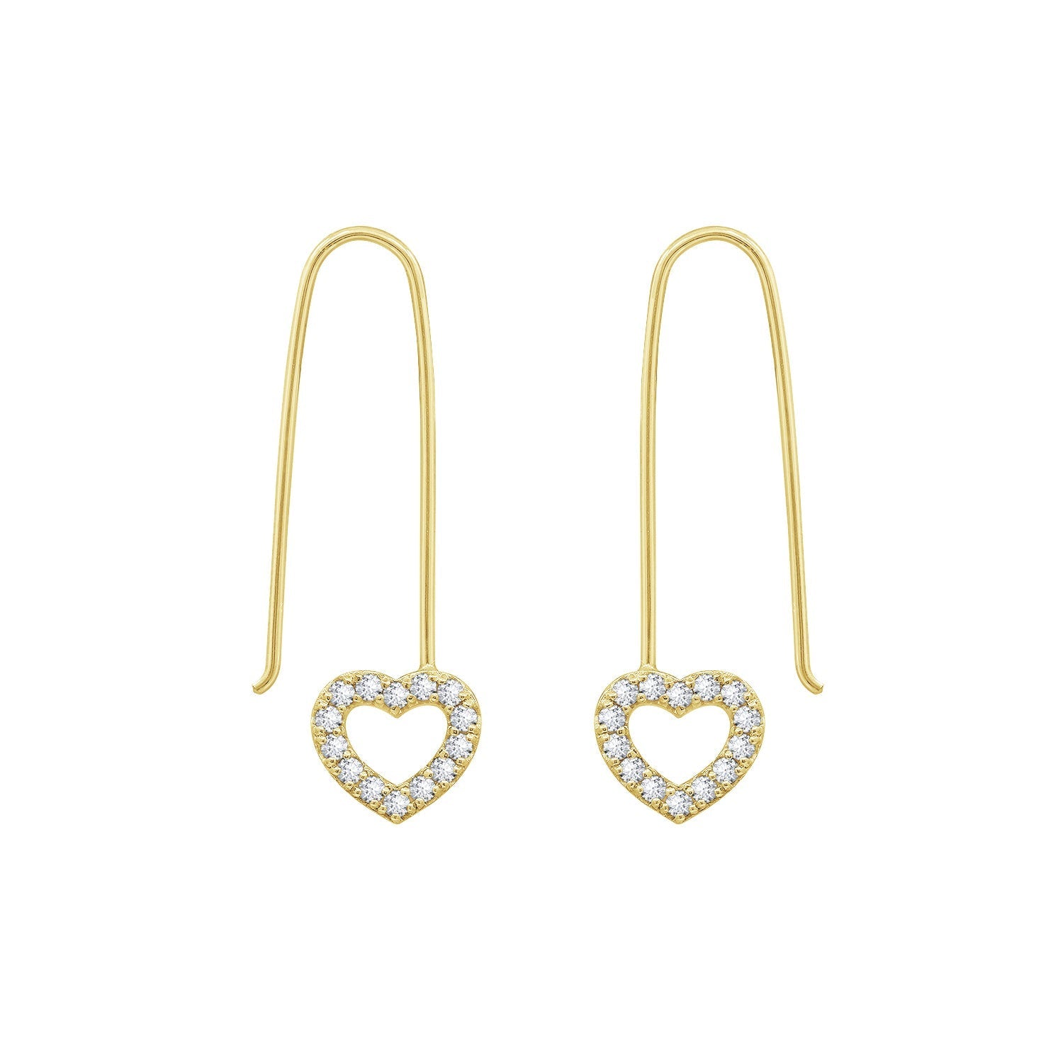 Pave Heart Dangle Oval Hoop Earrings JEE19894