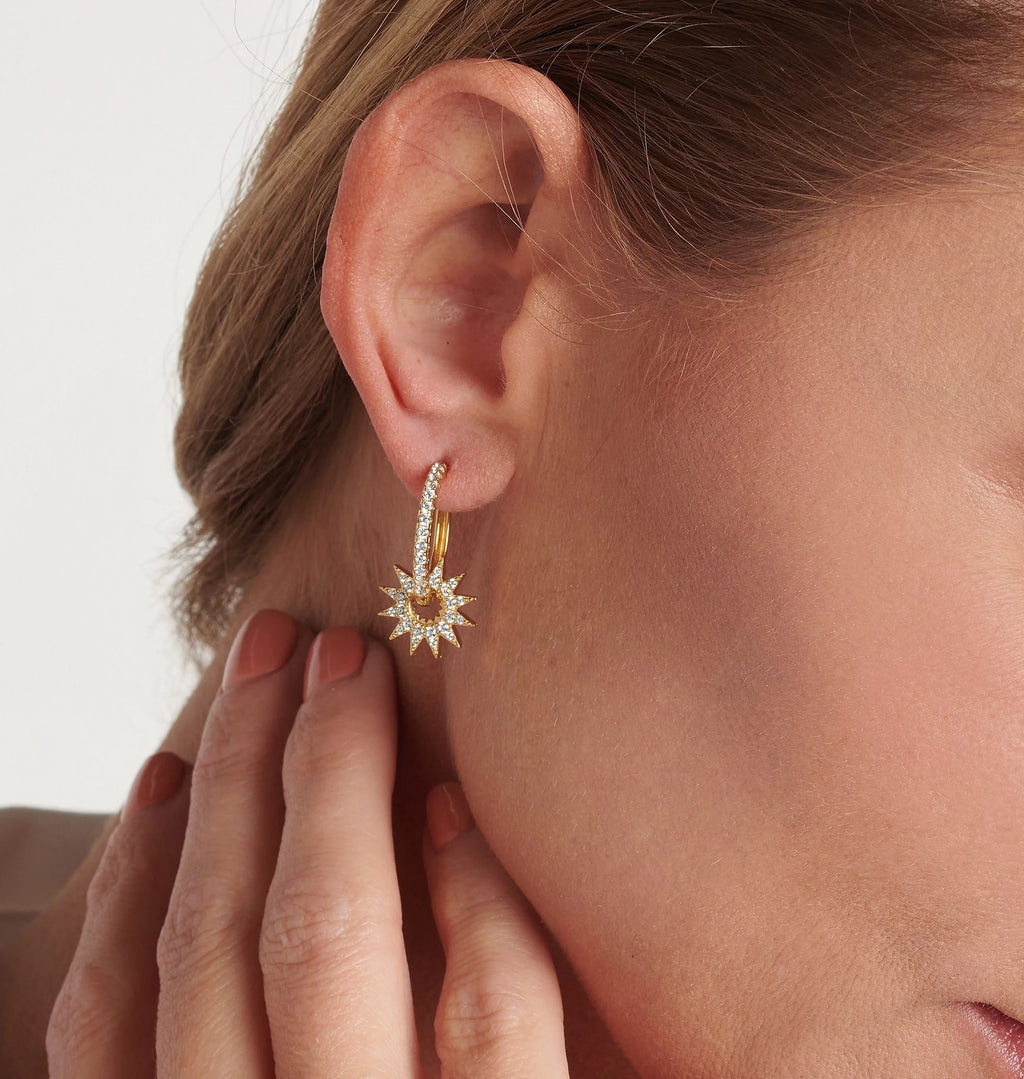 Sunburst Huggie Hoop Earrings