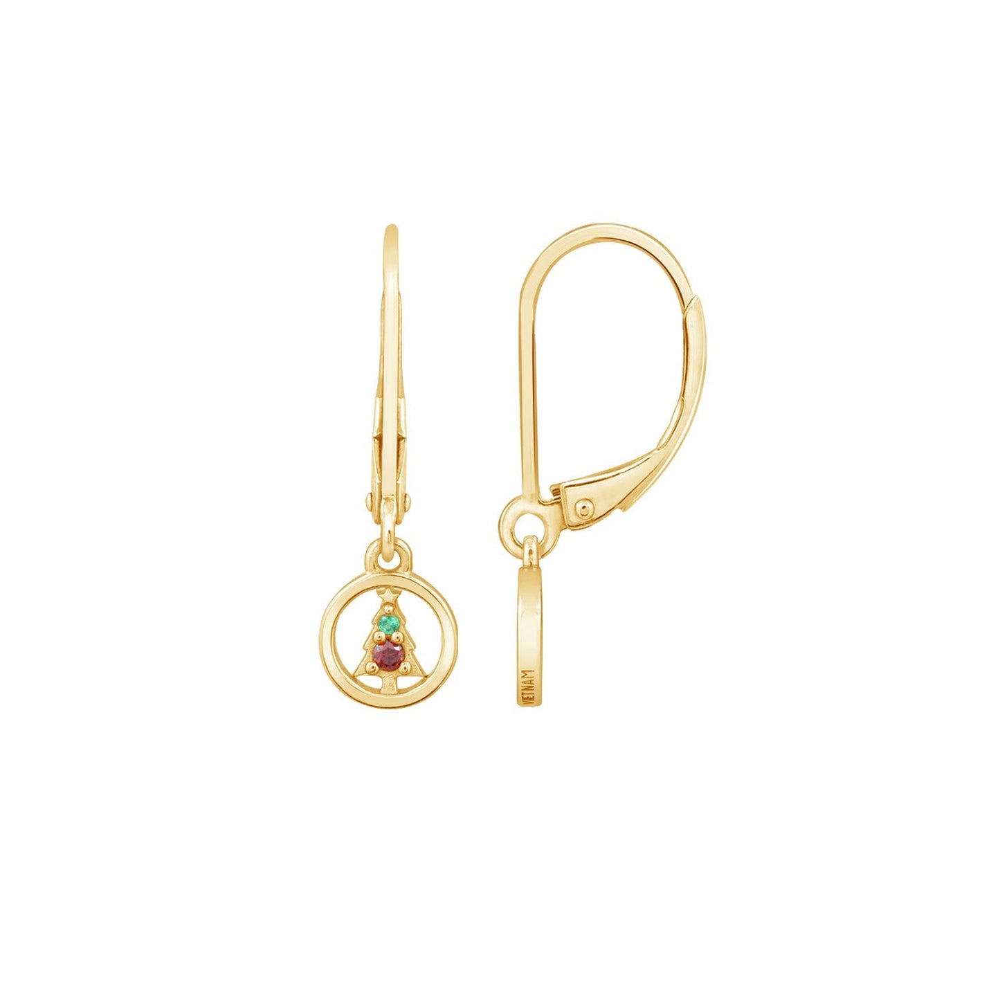 Circle Christmas Tree Dangle Leverback Earrings JEE24638