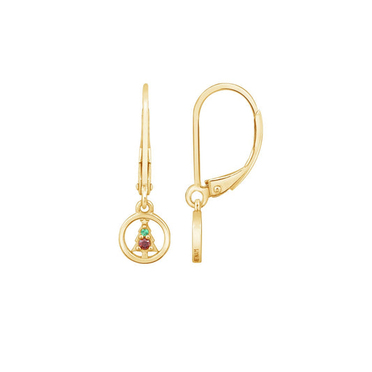 Circle Christmas Tree Dangle Leverback Earrings JEE24638