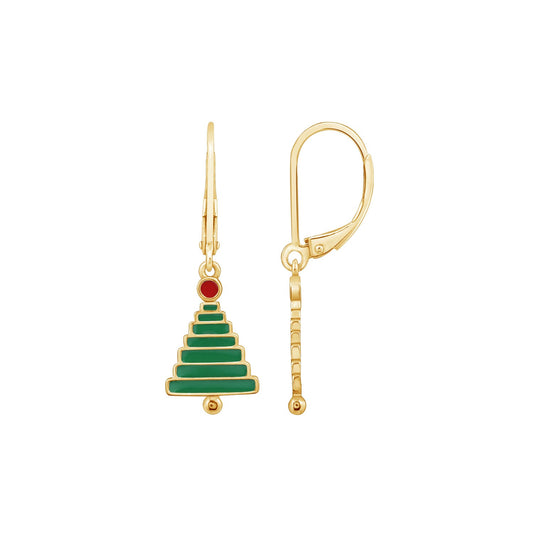 Dangle Christmas Tree Leverback Earrings JEE24643