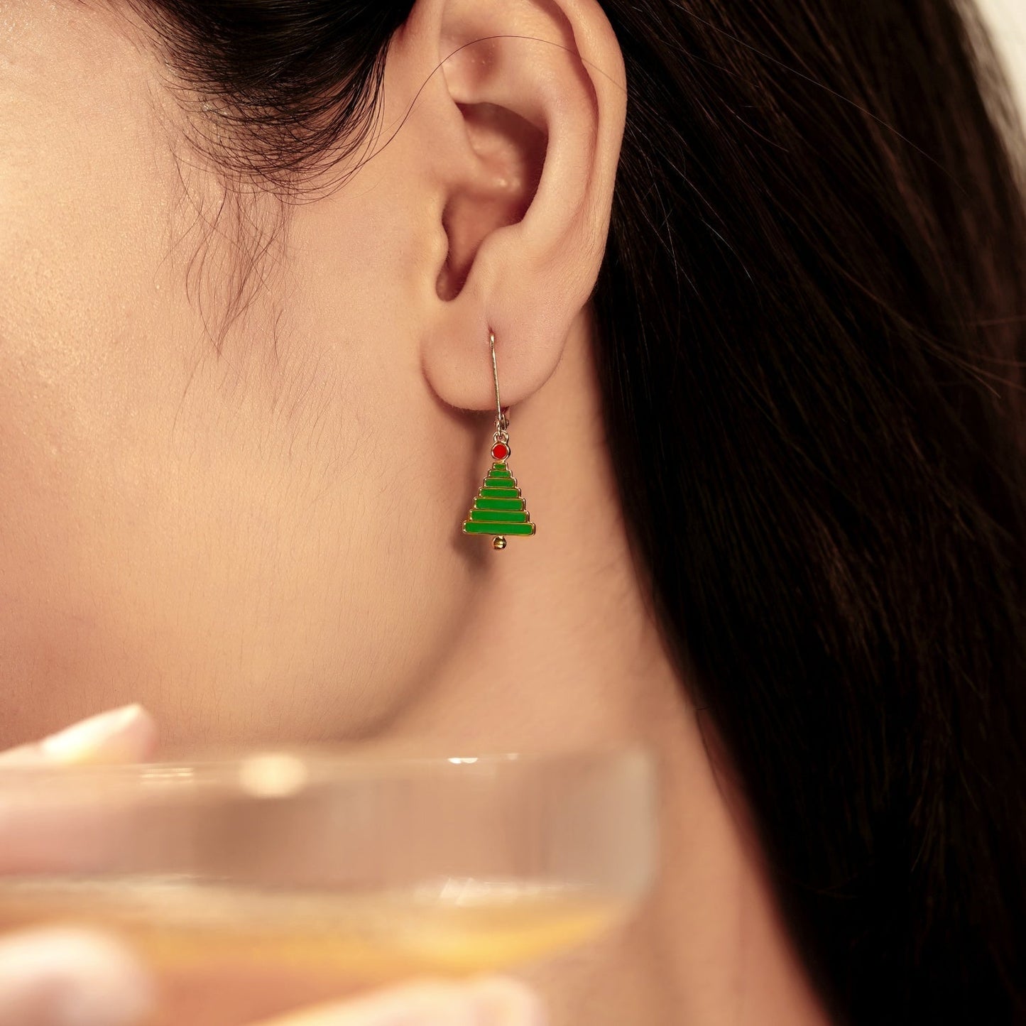 Dangle Christmas Tree Leverback Earrings JEE24643