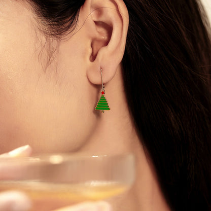 Dangle Christmas Tree Leverback Earrings JEE24643