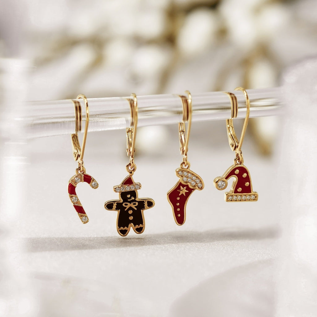Christmas Candy Cane Drop Leverback Earrings JEE24645