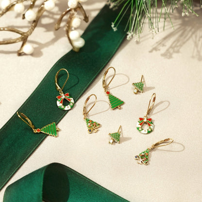 Dangle Christmas Tree Leverback Earrings JEE24643