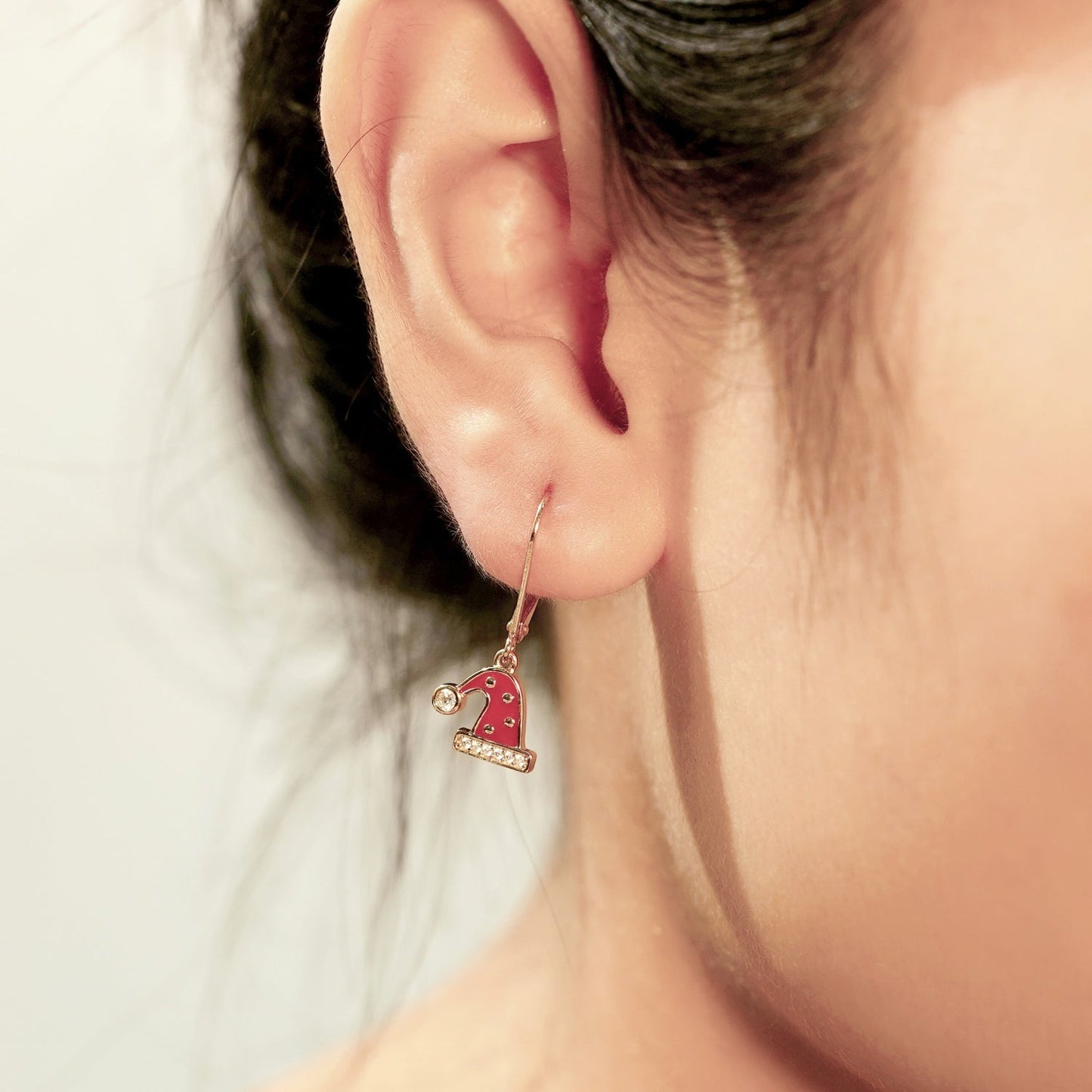 Santa's Hat Drop Leverback Earrings JEE24653