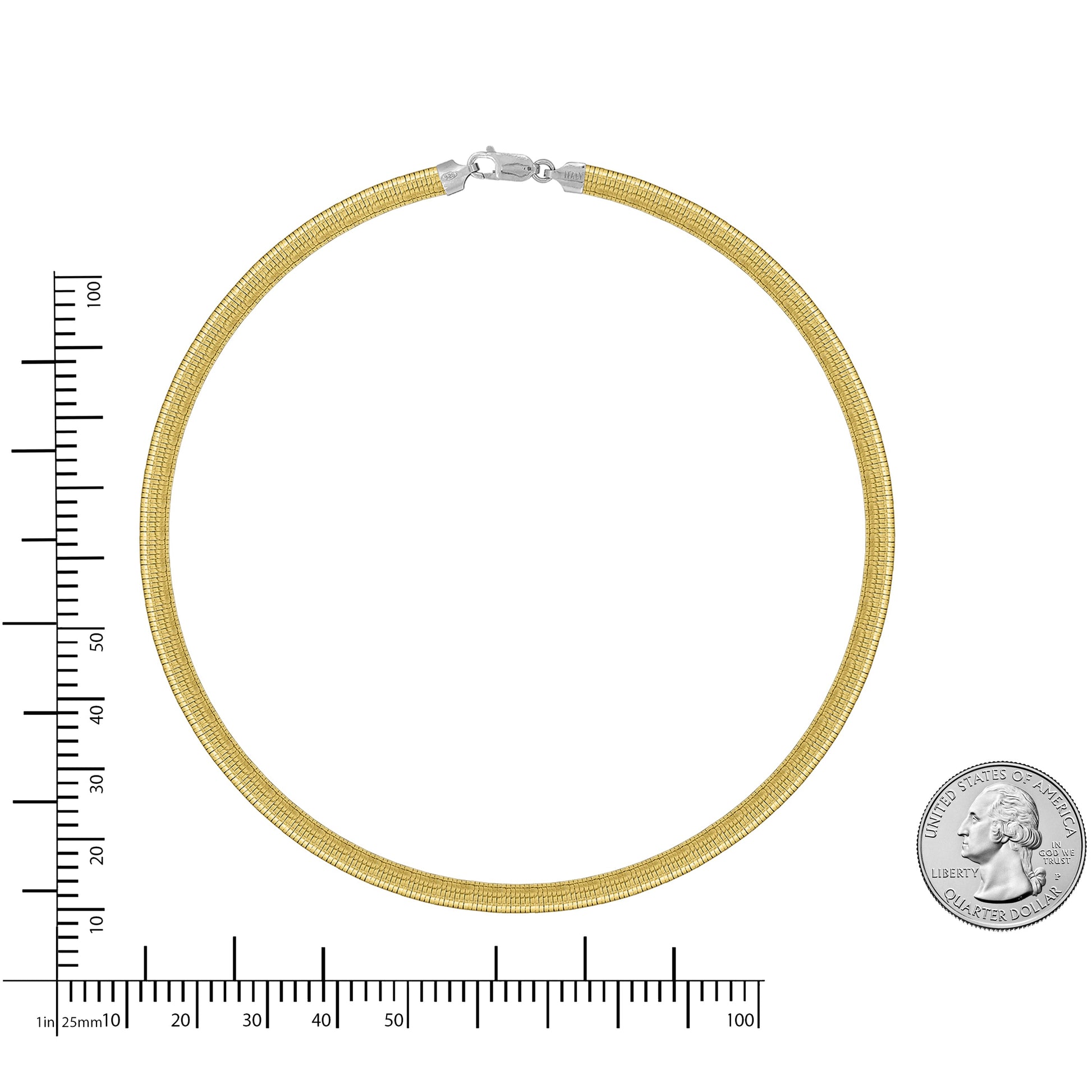 6mm Reversible Domed Avvollo Omega Necklace, 18"