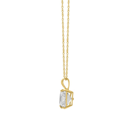 14K Gold 3cttw Zirconia Square Pendant with Chain