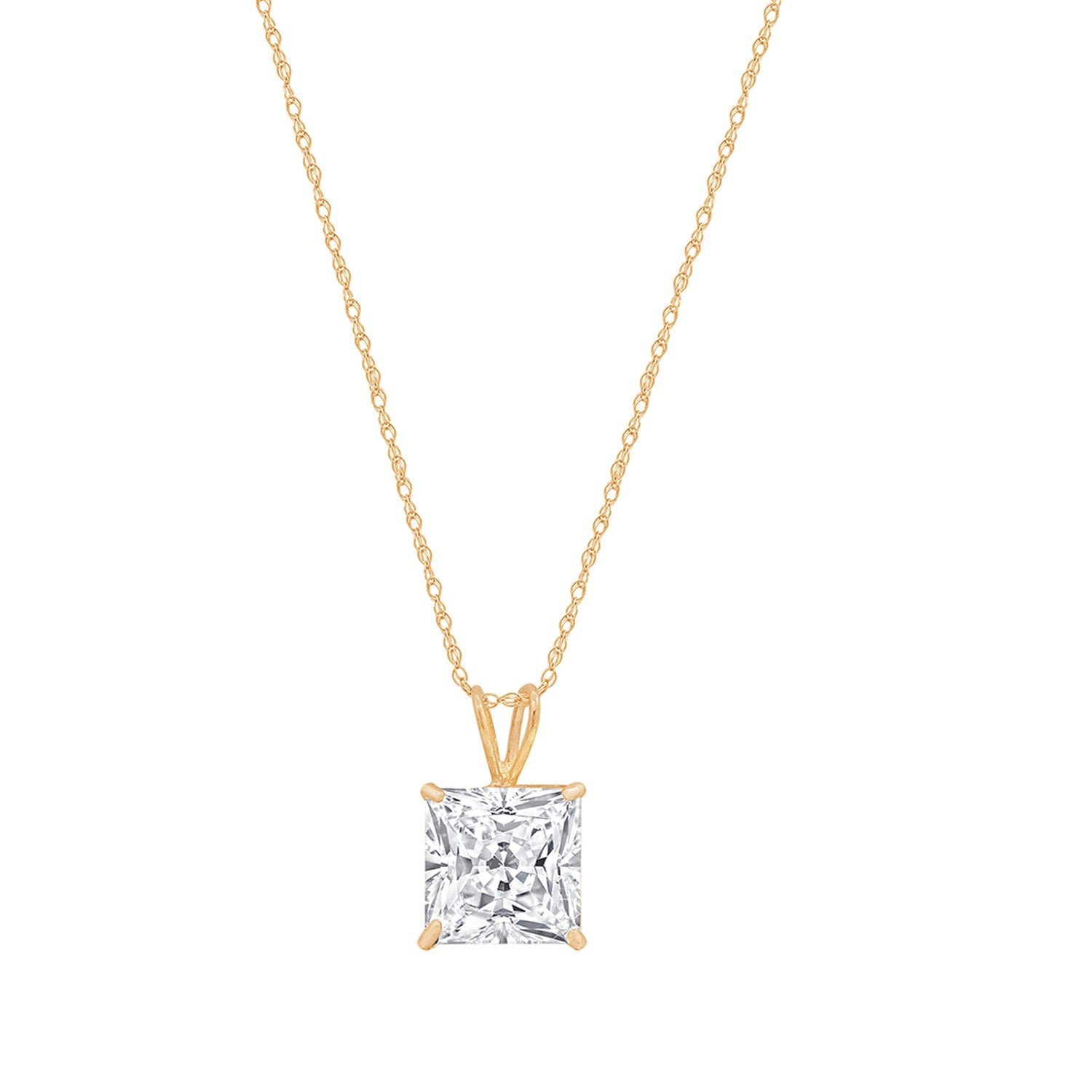 3 Cttw Princess Pendant with Chain