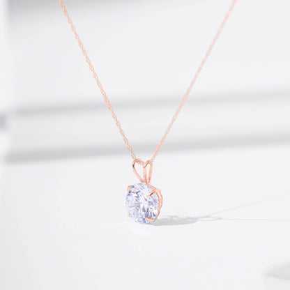 14K Gold 3cttw Zirconia Round Pendant with Chain