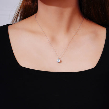 14K Gold 3cttw Zirconia Round Pendant with Chain