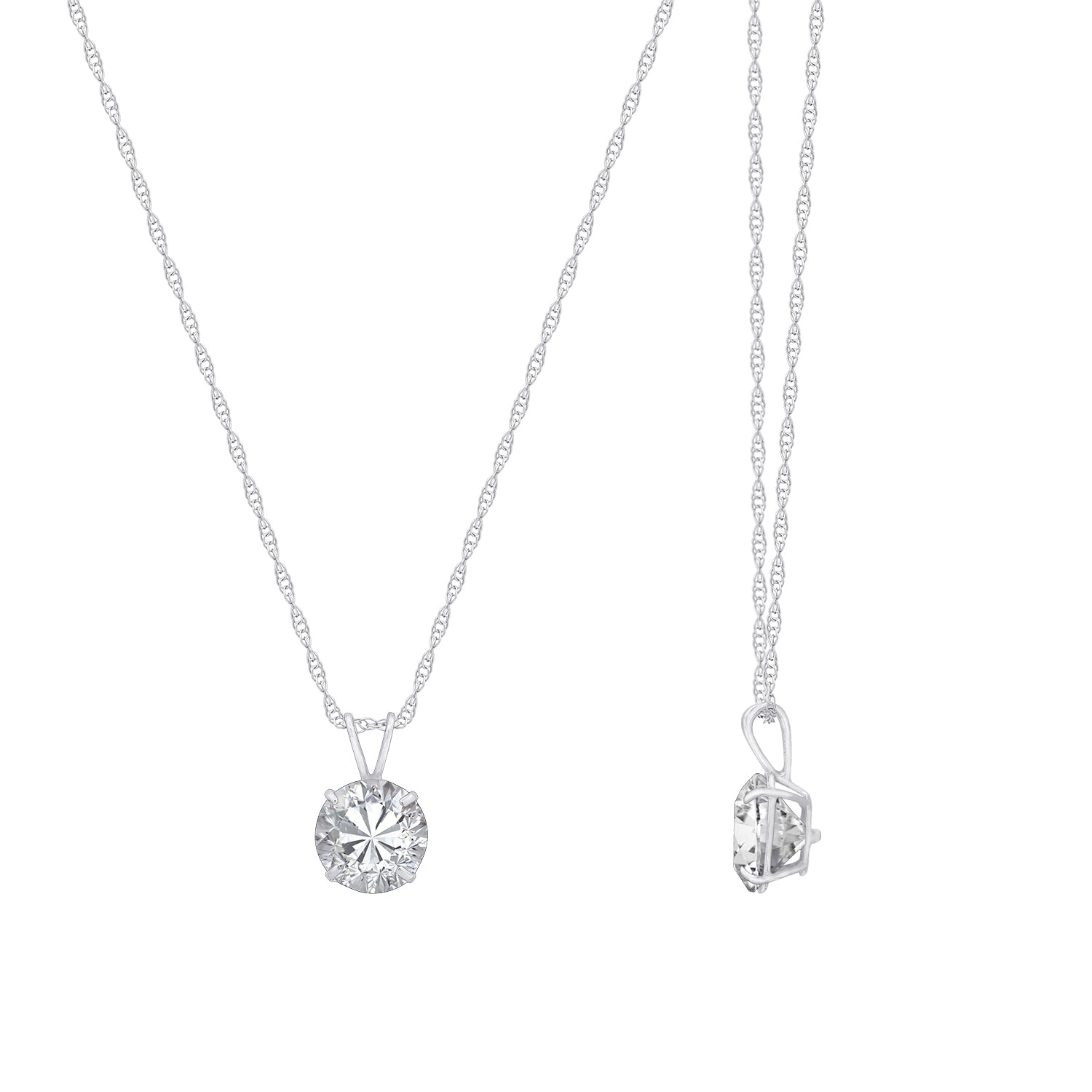 3cttw Round Pendant with Chain