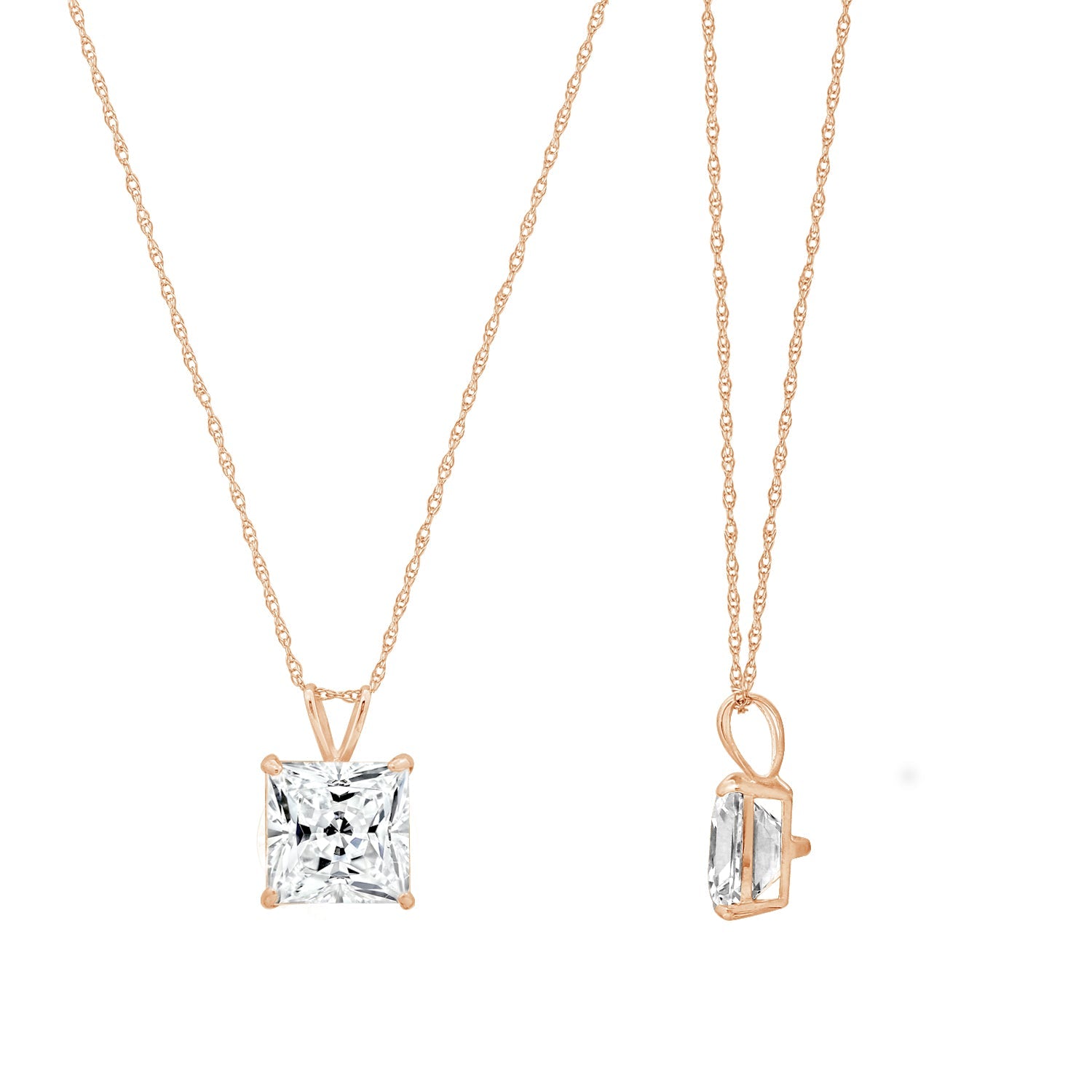 2 Cttw Princess Pendant with Chain
