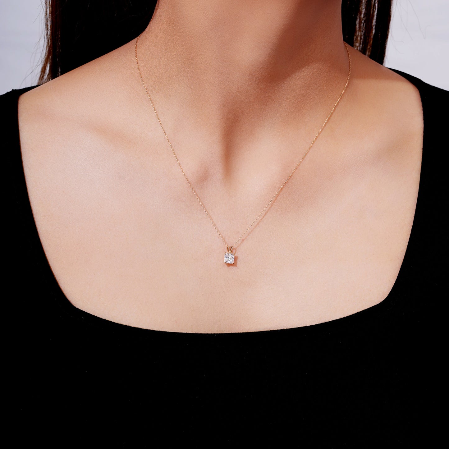 14K Gold 1cttw Zirconia Square Pendant with Chain