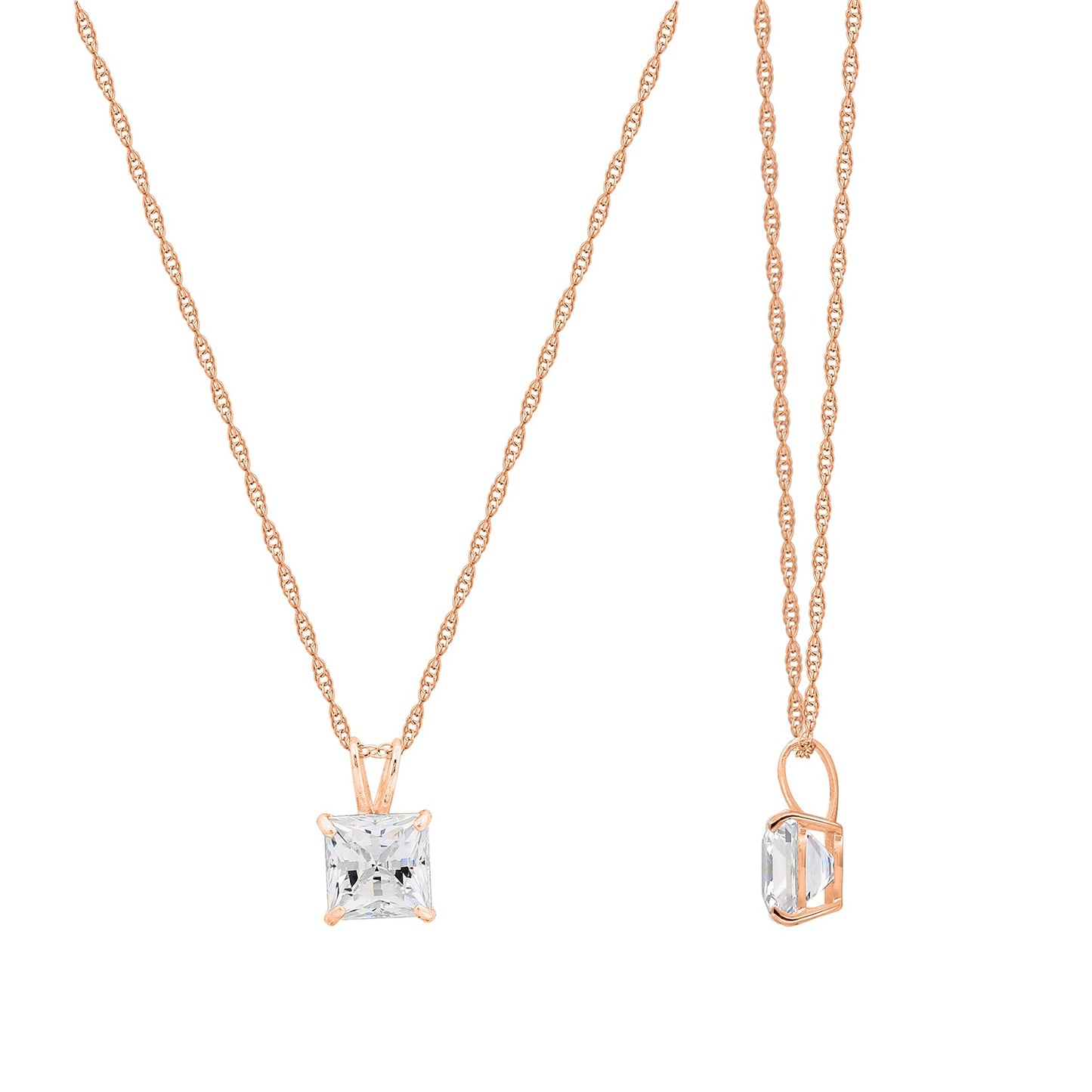 1 Cttw Princess Pendant with Chain