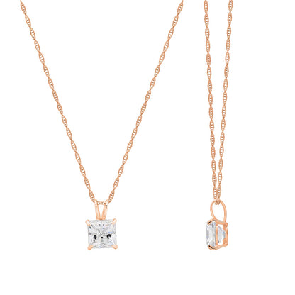 1 Cttw Princess Pendant with Chain