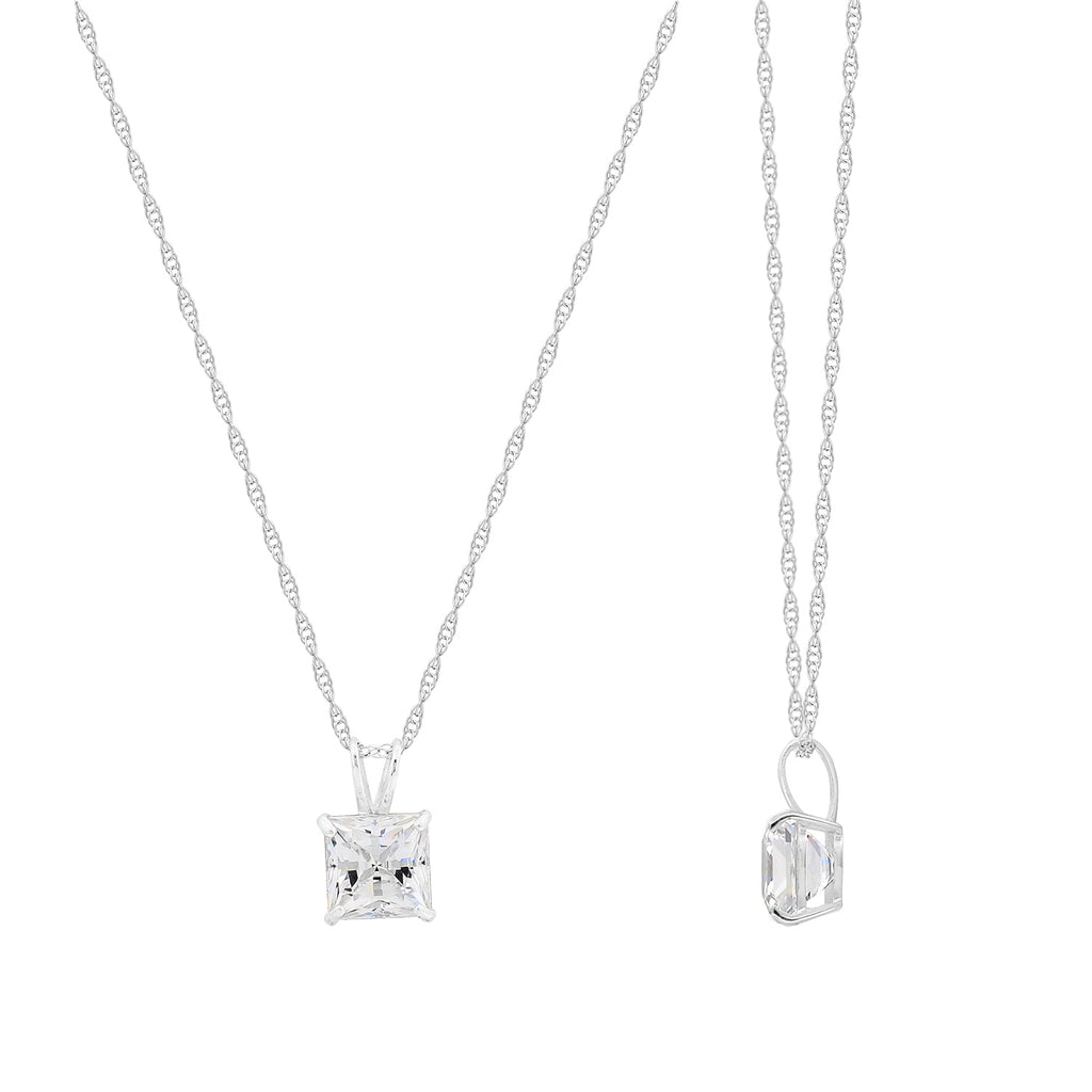 1 Cttw Princess Pendant with Chain