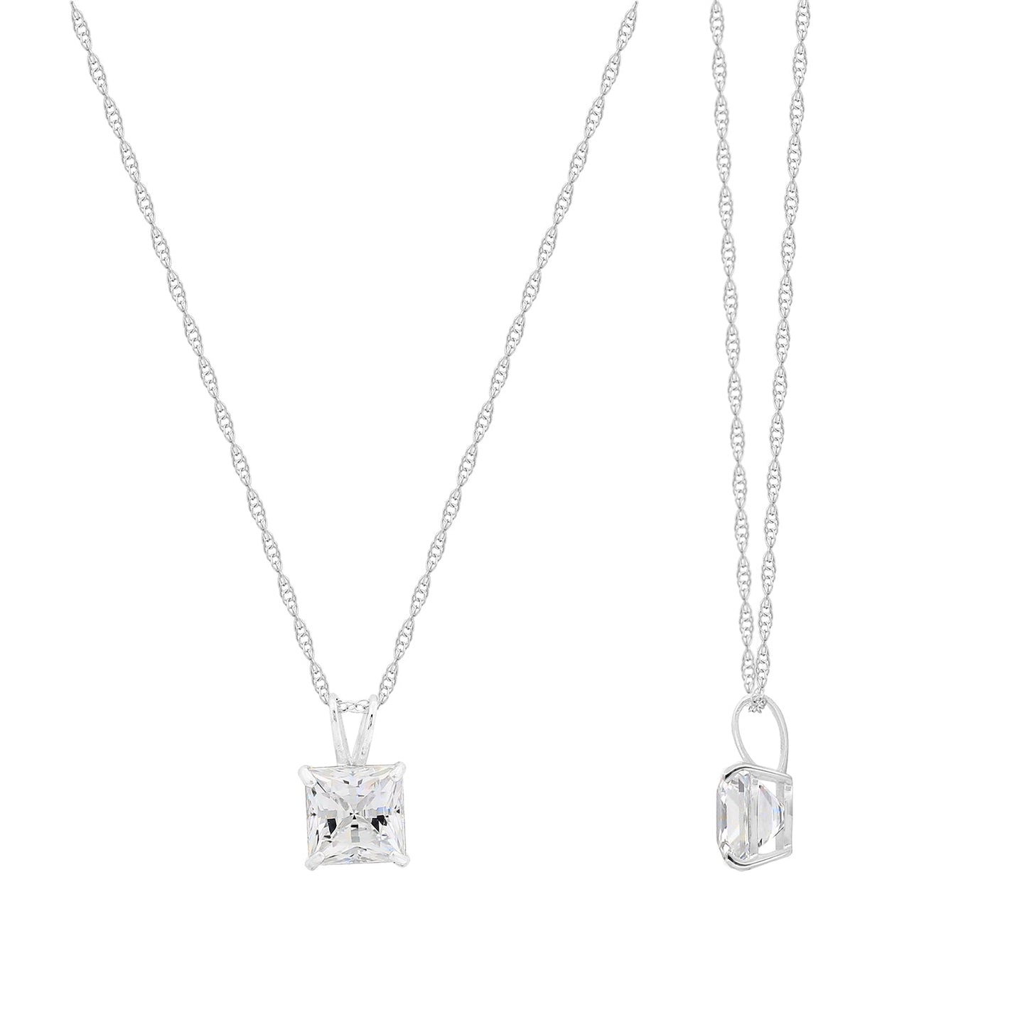 1 Cttw Princess Pendant with Chain