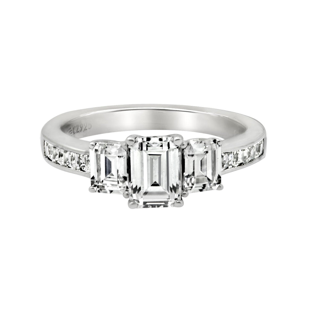 3.40 cttw Emerald Cuts 3 Stone Ring