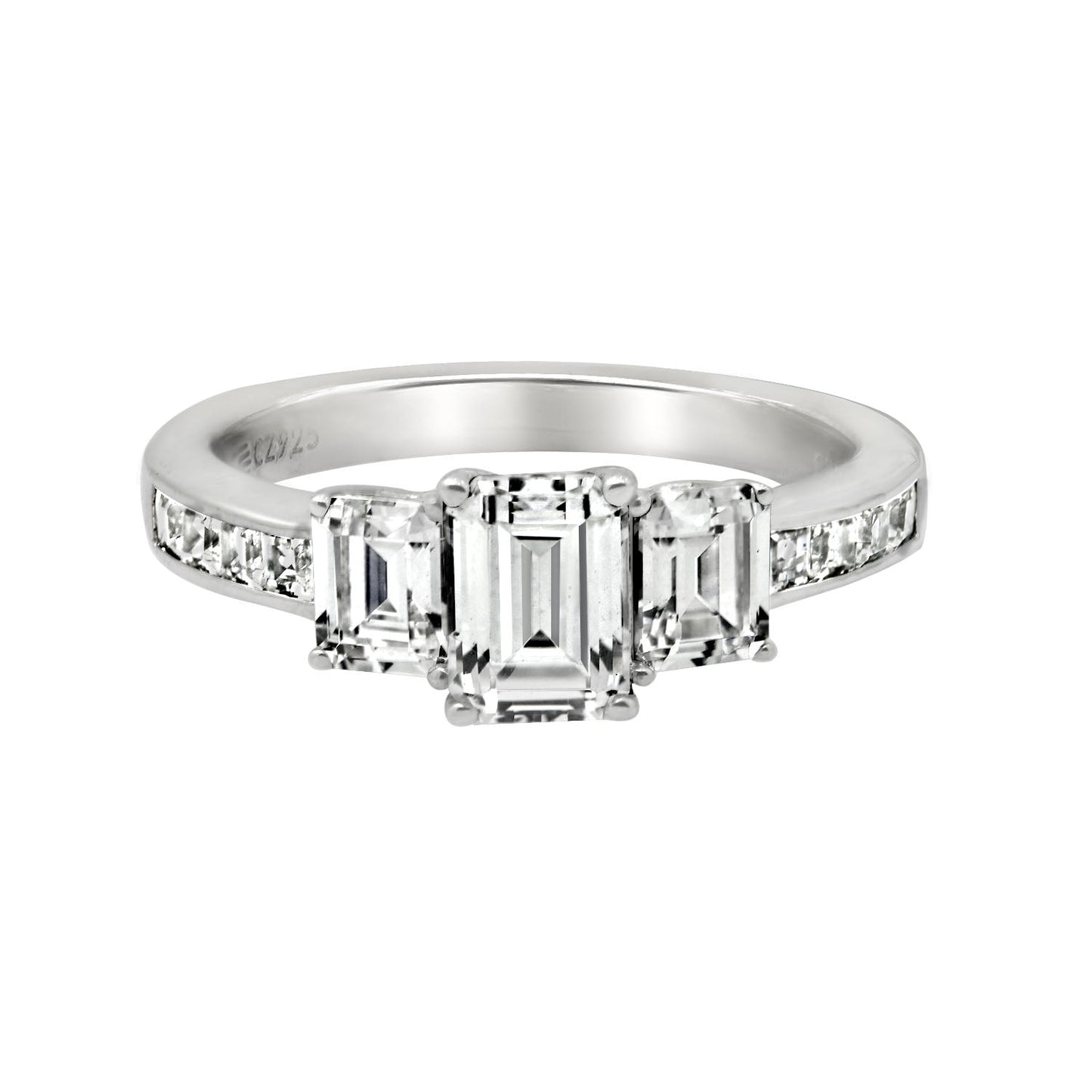 3.40 cttw Emerald Cuts 3 Stone Ring