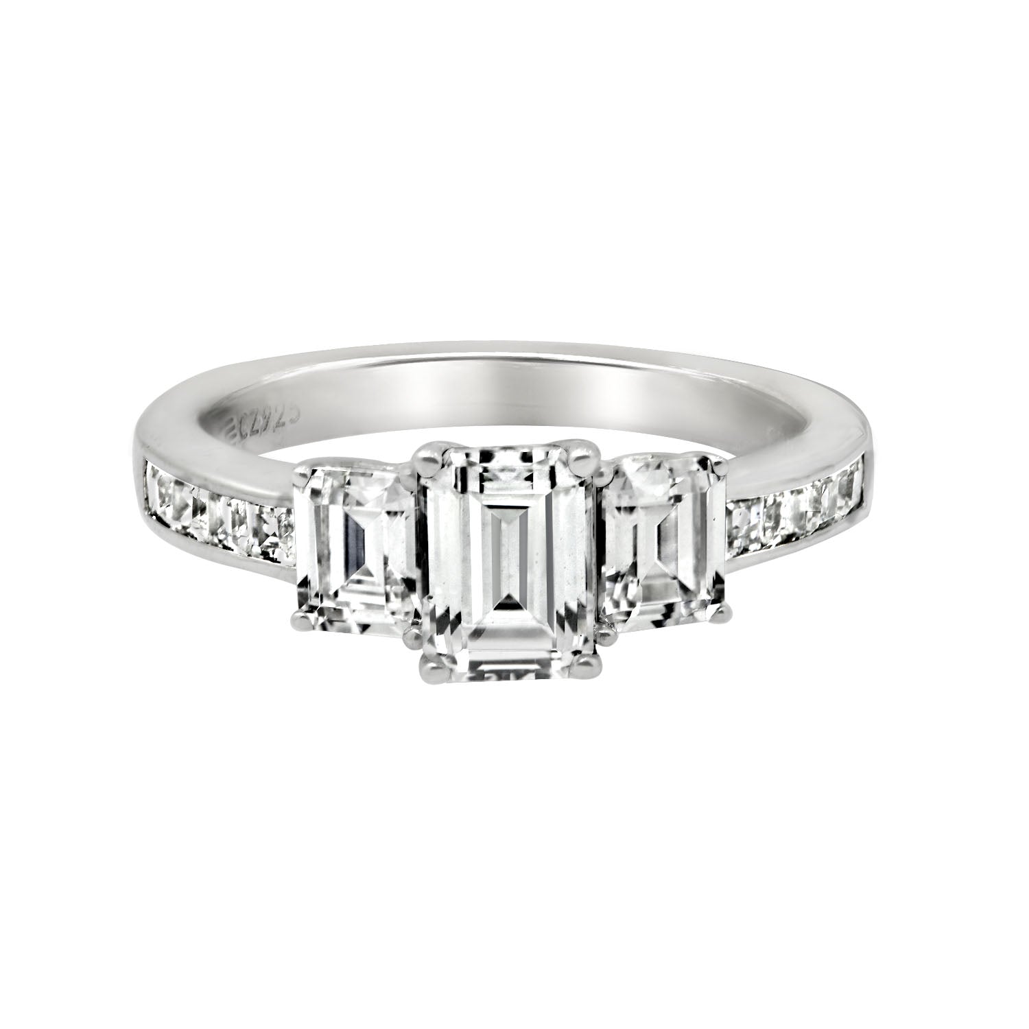 3.40 cttw Emerald Cuts 3 Stone Ring