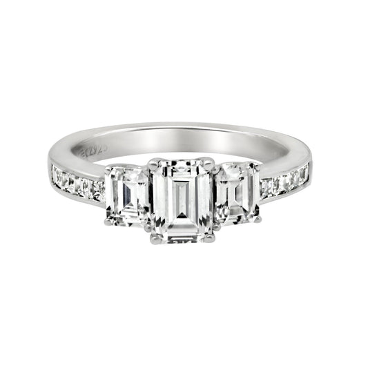 3.40 cttw Emerald Cuts 3 Stone Ring
