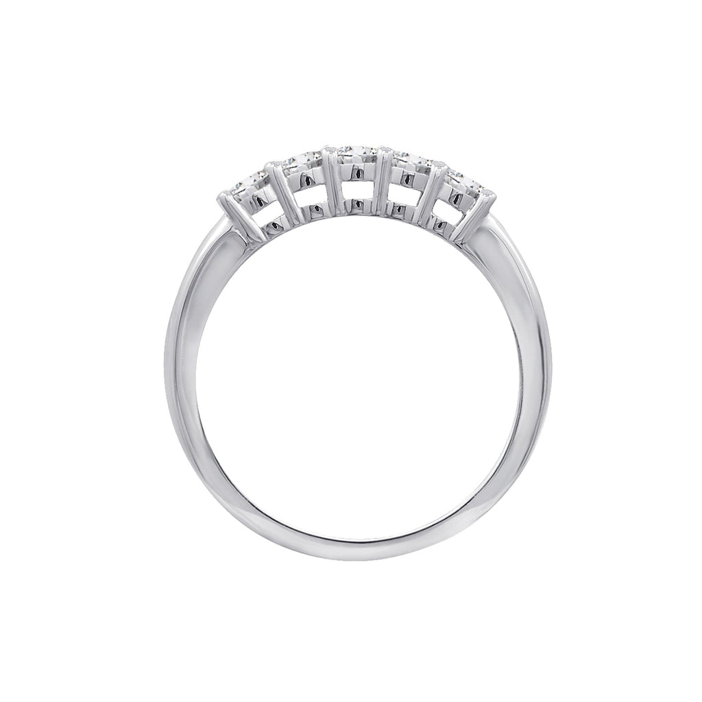 3mm Round Cut 5 Stones Band Ring