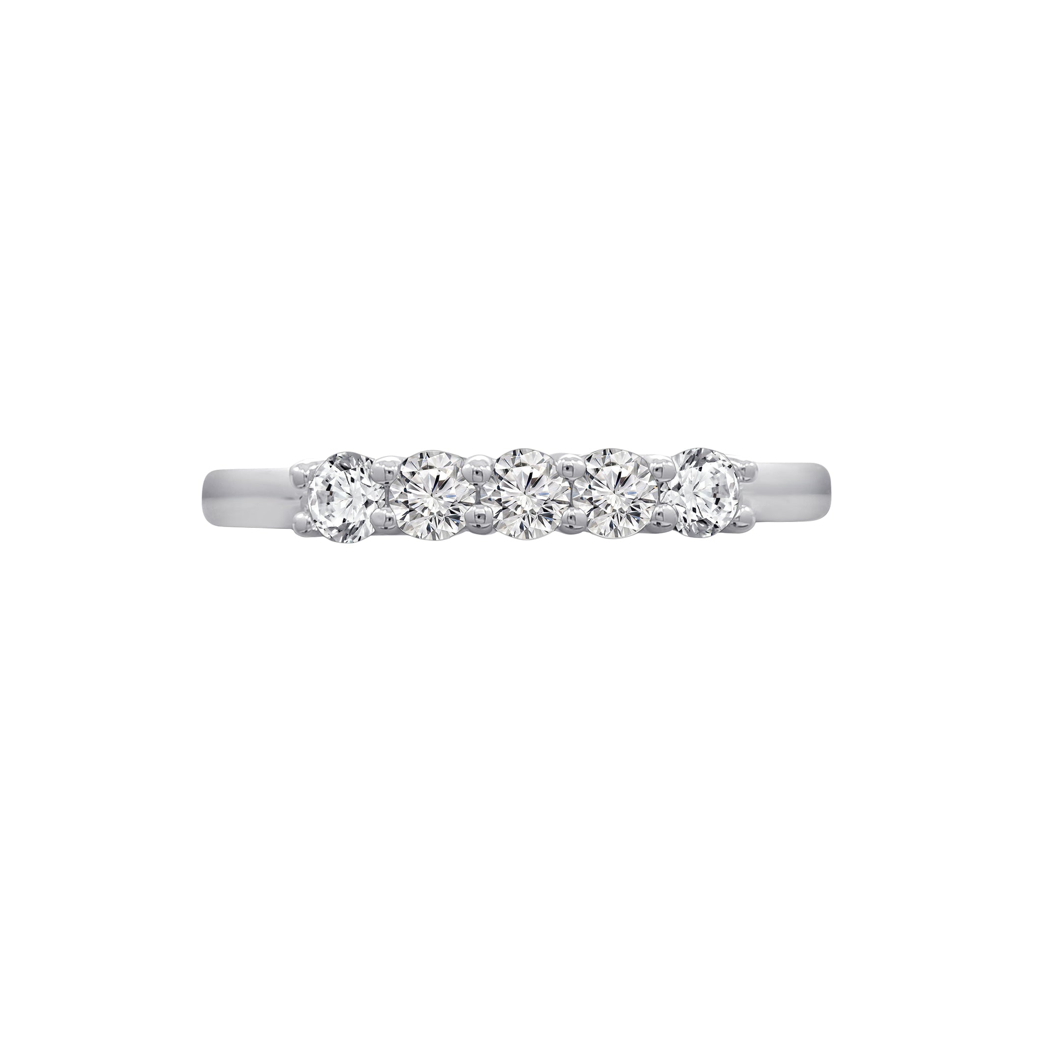 3mm Round Cut 5 Stones Band Ring