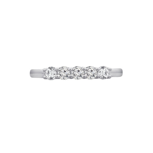 3mm Round Cut 5 Stones Band Ring