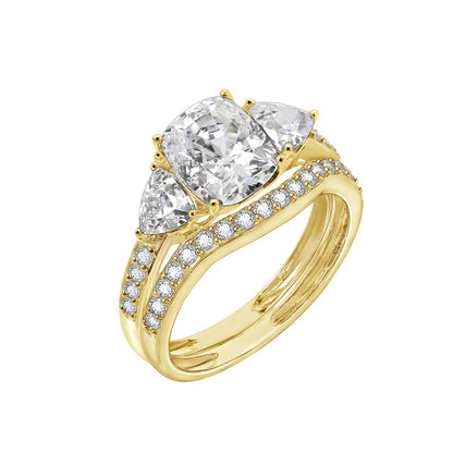 Emerald Cut 2.95 cttw 100-Facet Bridal Ring Set