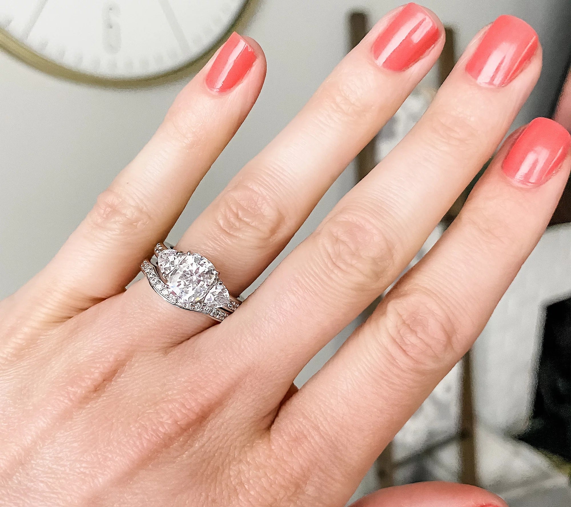 Emerald Cut 2.95 cttw 100-Facet Bridal Ring Set