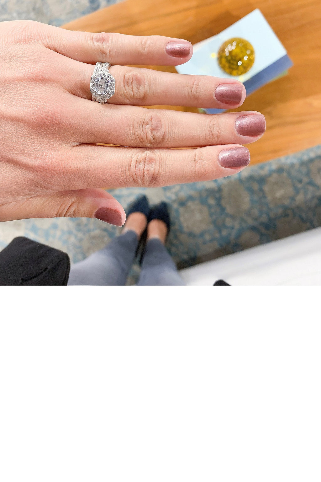 2.50 cttw Ascher Cut Center 2-pcs Ring Set
