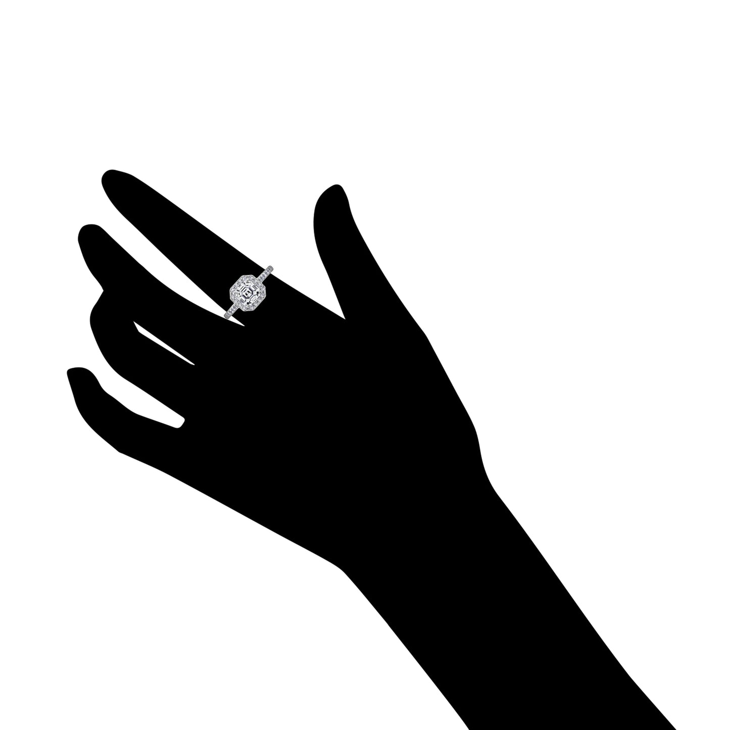 Center Asscher-Cut Halo Ring (1.5 cttw)