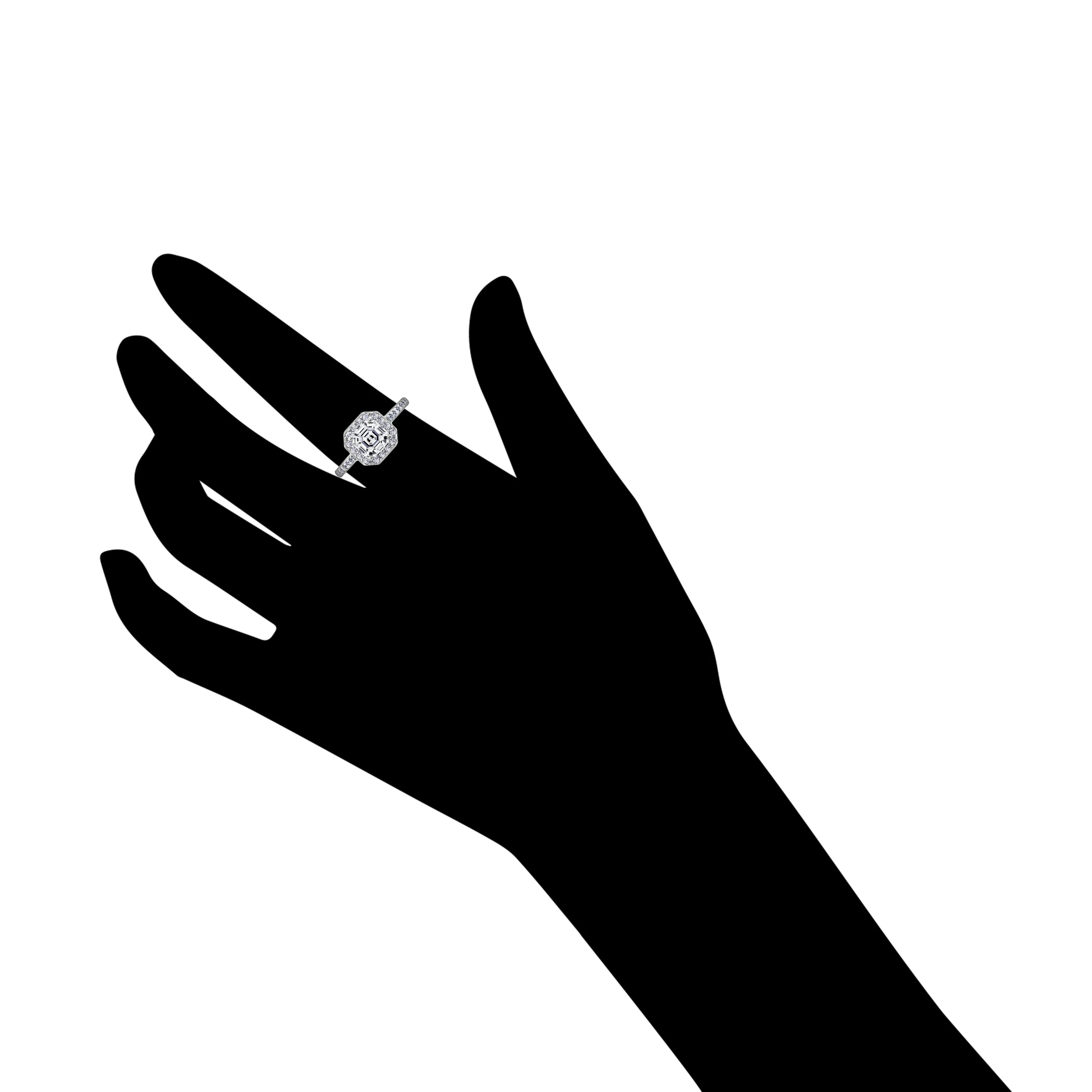 Center Asscher-Cut Halo Ring (1.5 cttw)