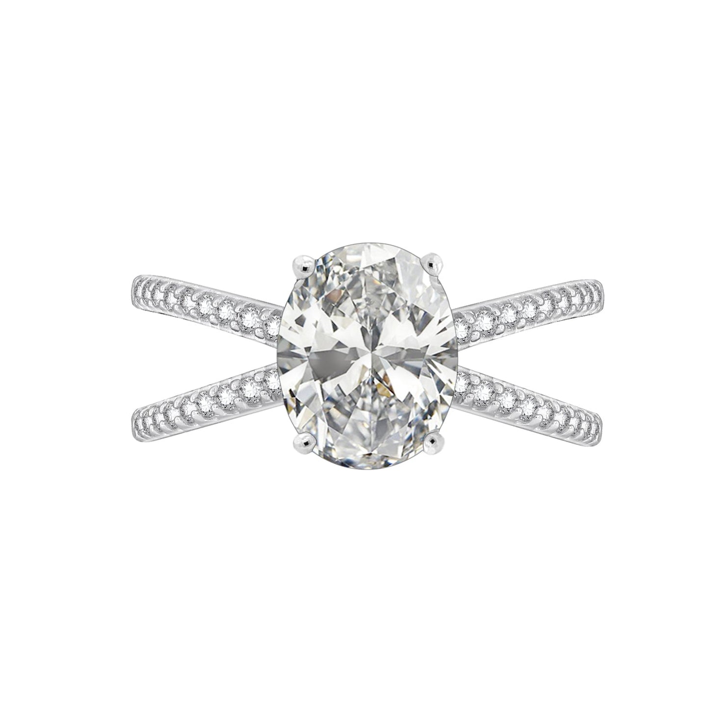 X Split Shank Oval Solitaire Ring JER18722
