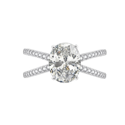 X Split Shank Oval Solitaire Ring JER18722