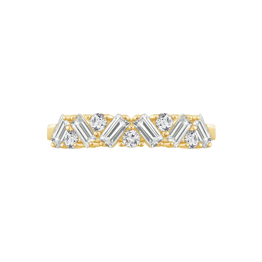 Round & Baguette Mix Cuts Band Ring