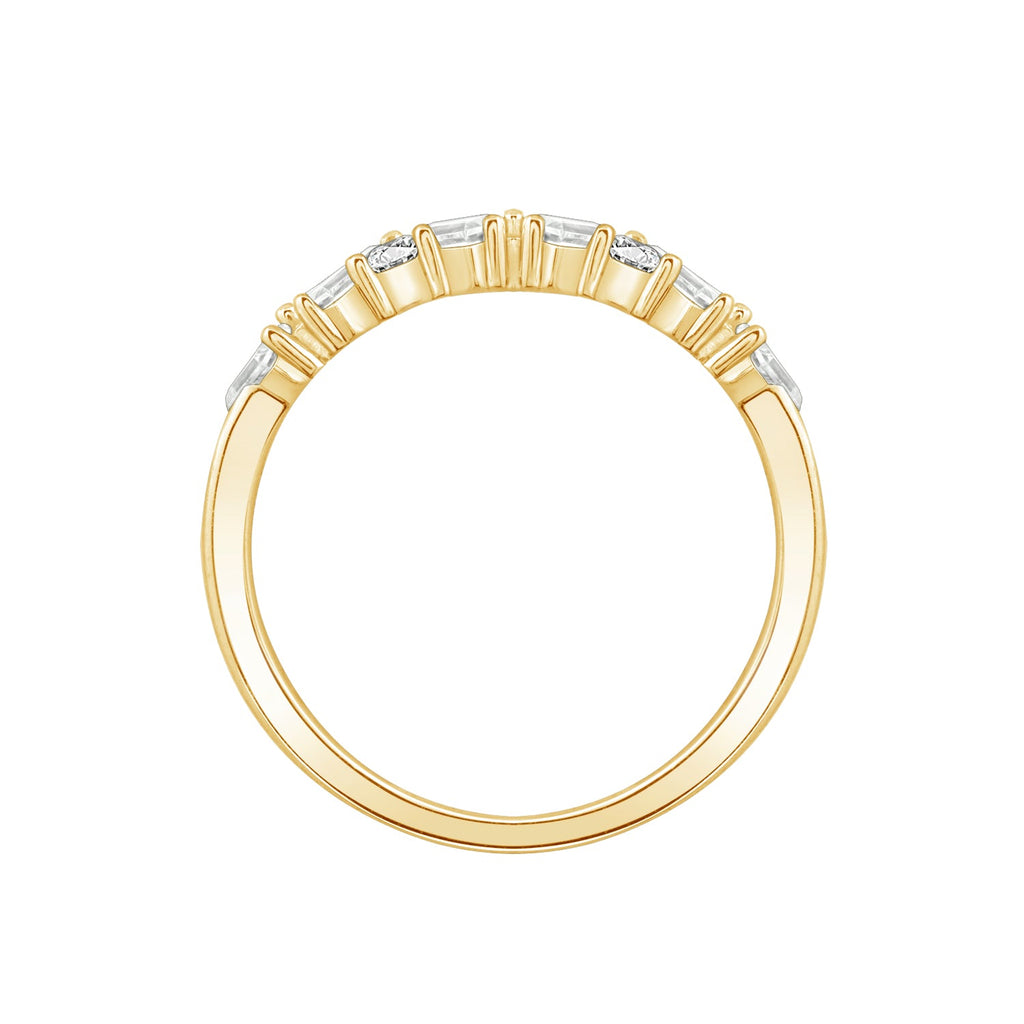 Round & Baguette Mix Cuts Band Ring