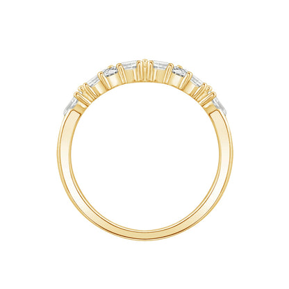 Round & Baguette Mix Cuts Band Ring