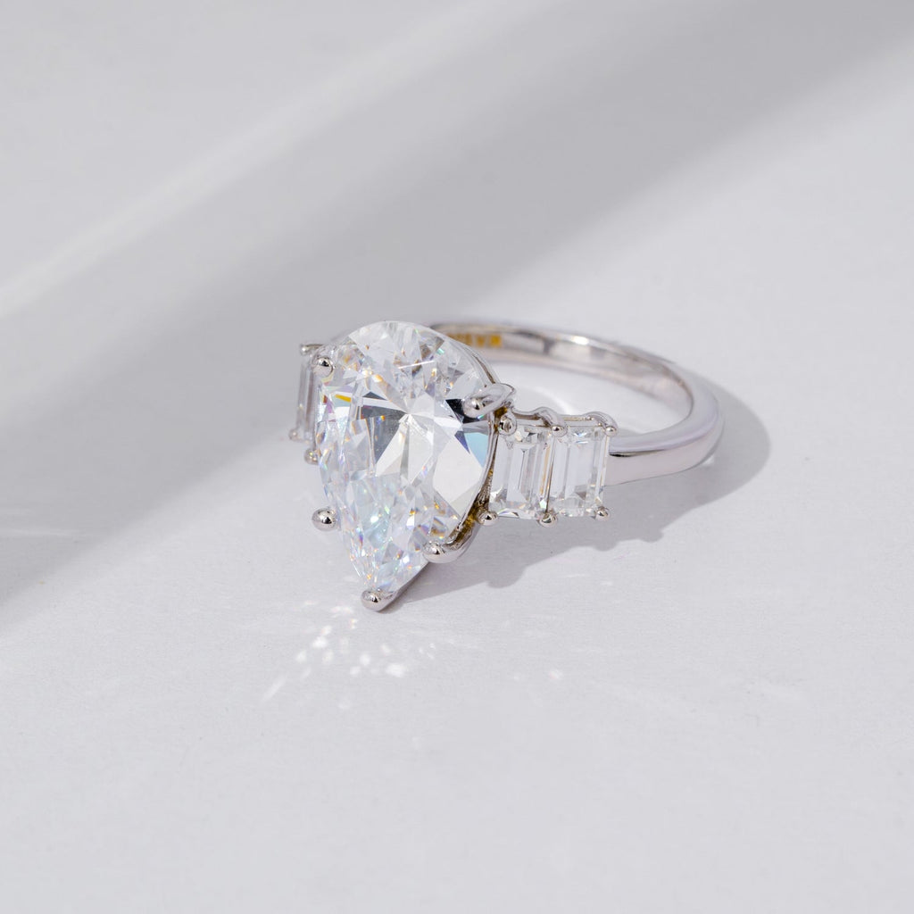Vertical Baguette Accented Solitaire Ring JER25646