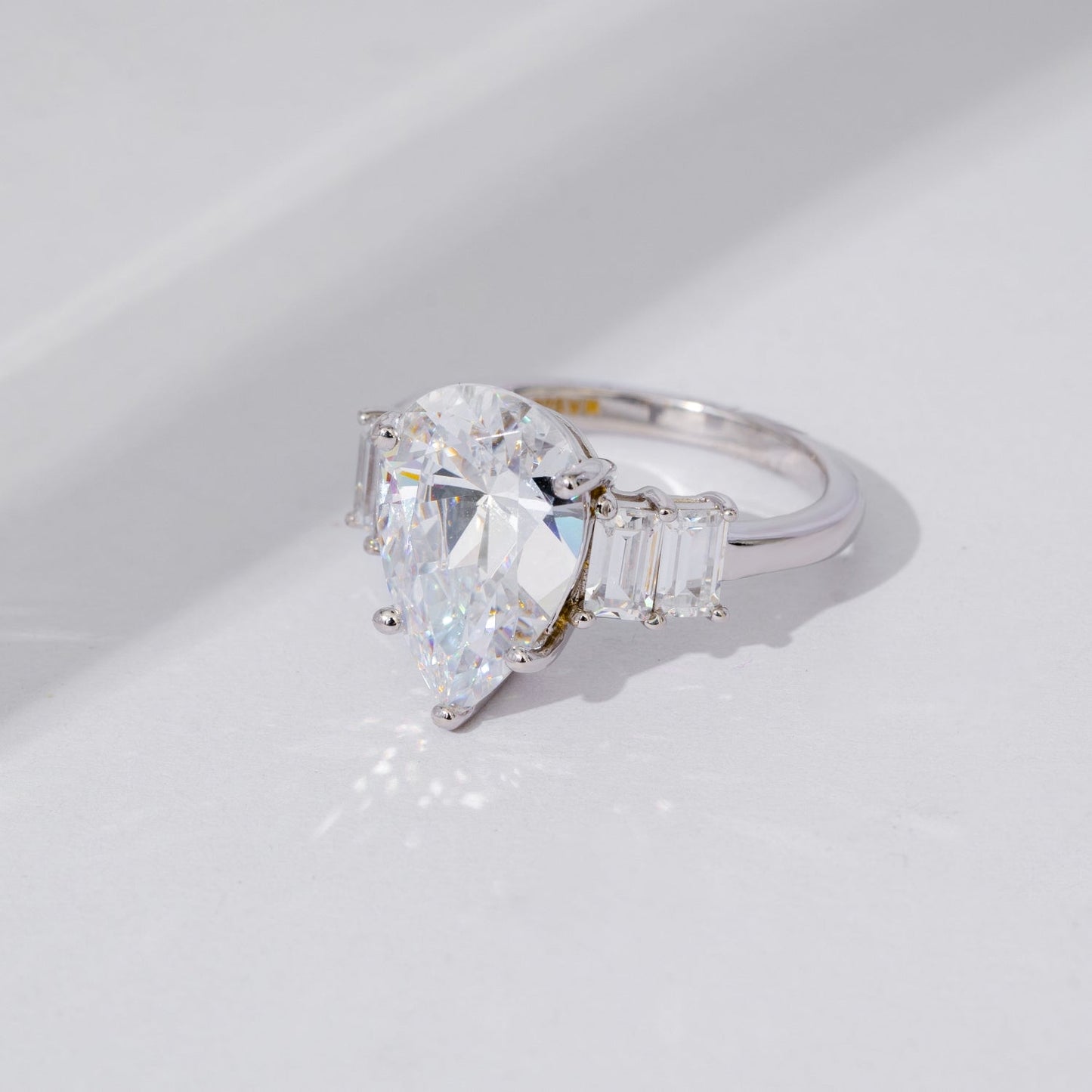 Vertical Baguette Accented Solitaire Ring JER25646
