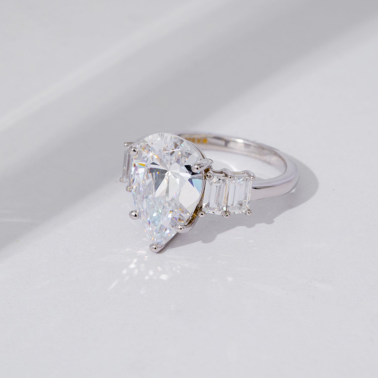 Vertical Baguette Accented Solitaire Ring JER25646