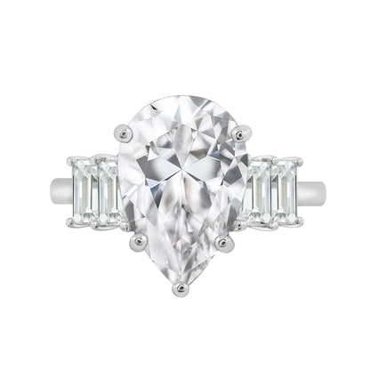 Vertical Baguette Accented Solitaire Ring JER25646