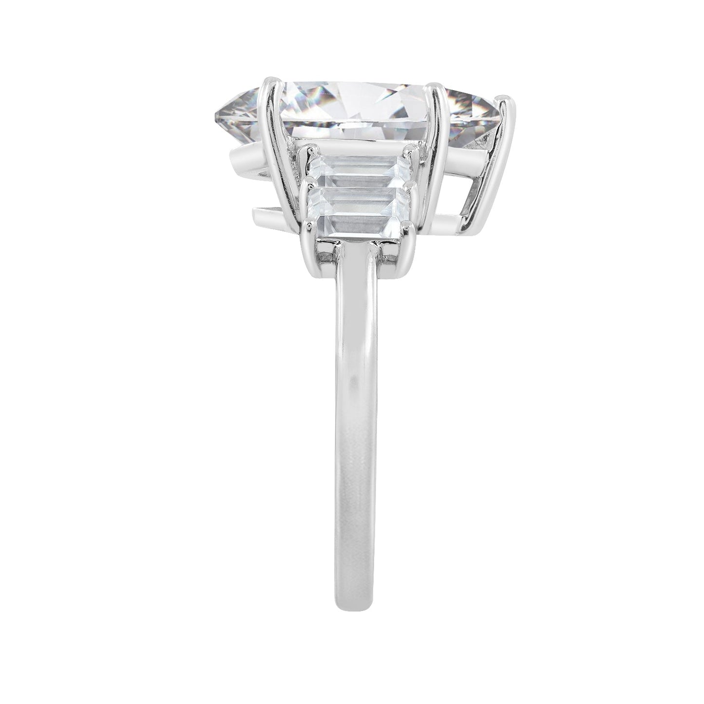 Vertical Baguette Accented Solitaire Ring JER25646