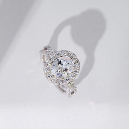 Oval Crossover Shank Halo Ring JER25937